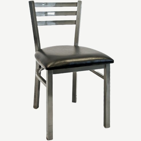 Light Silver Metal Ladder Back Chair with 3 Slats Interior