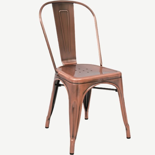 Bistro Style Metal Chair in Copper Finish Interior
