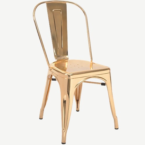Bistro Style Metal Chair in Gold Finish Interior