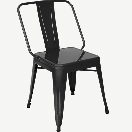 Extra Wide Bistro Style Metal Chair in Black Finish Interior