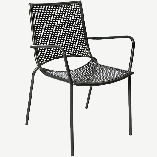 Stackable Iron Patio Arm Chair with Iron Mesh Seat and Back Interior