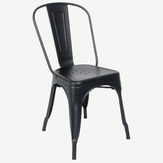Bistro Style Metal Chair in Black Finish Interior