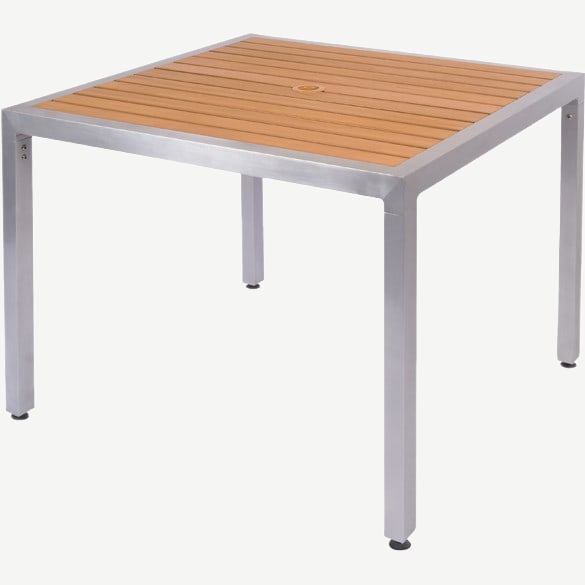 Natural Faux-Teak Aluminum Patio Table Interior