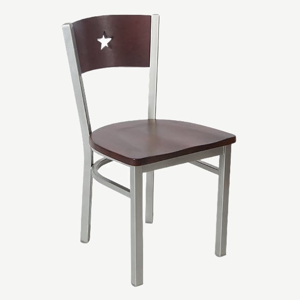 Grey Finish Interchangeable Star Back Metal Chair Interior