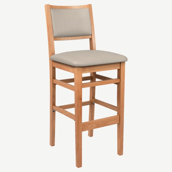 Stella Wood Bar Stool With Padded Back Interior