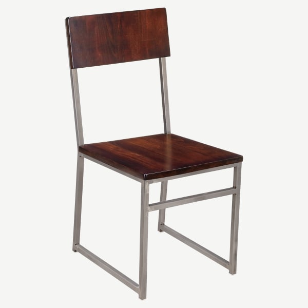 Indy Metal Chair with Clear Coated Finish and Wood Back Interior