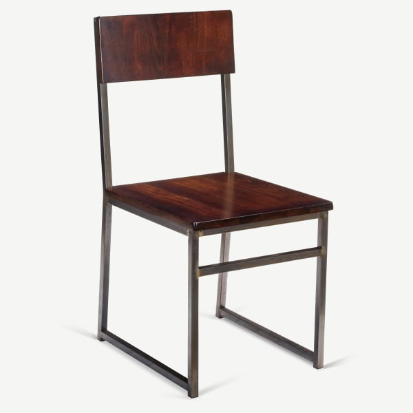 Industrial Series Metal Chair with Wood Back and Seat Interior