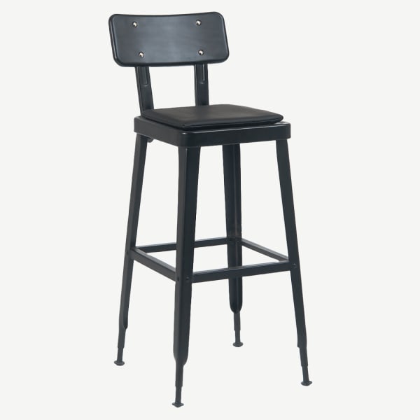 Laurie Bistro-Style Metal Bar Stool in Black Finish Interior
