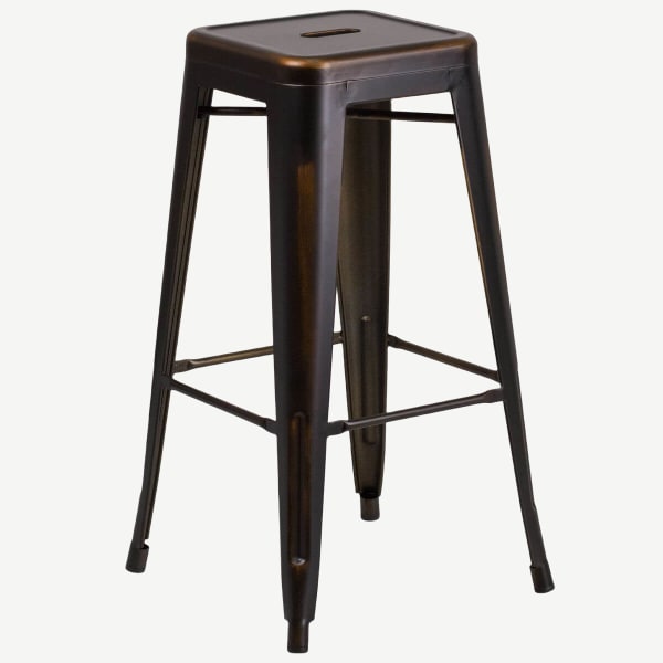 Distressed Bronze Backless Bistro Style Bar Stool Interior