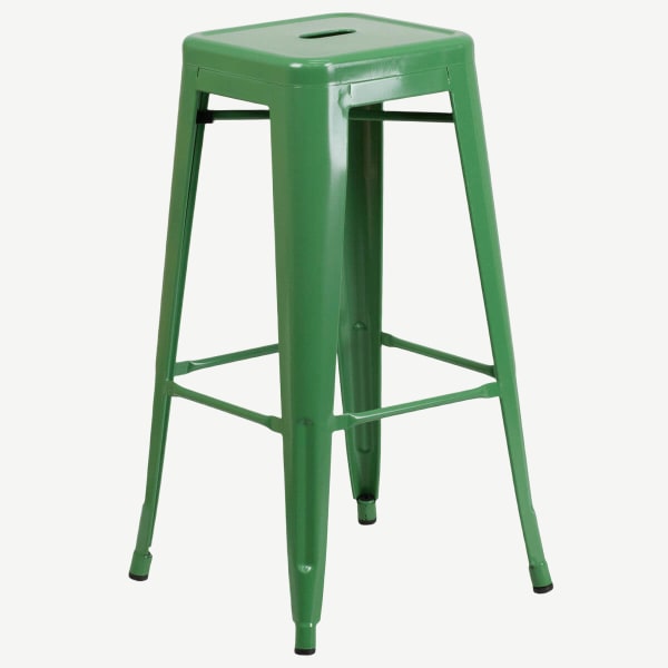 Green Backless Bistro Style Bar Stool Interior