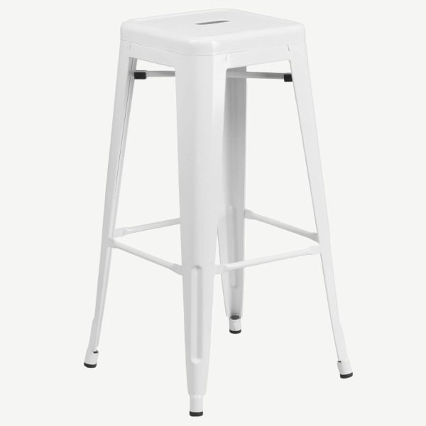 White Backless Bistro Style Bar Stool Interior