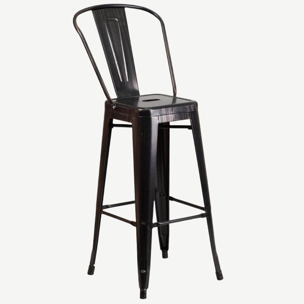 Antique Black and Gold Bistro Style Metal Bar Stool Interior