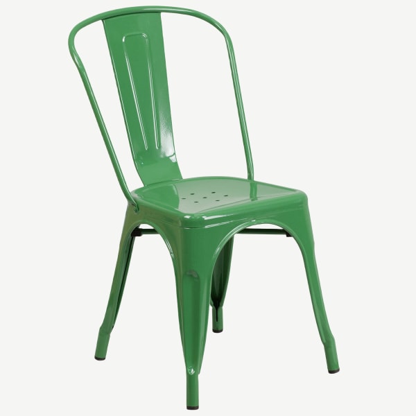 Bistro Style Metal Chair in Green Finish Interior