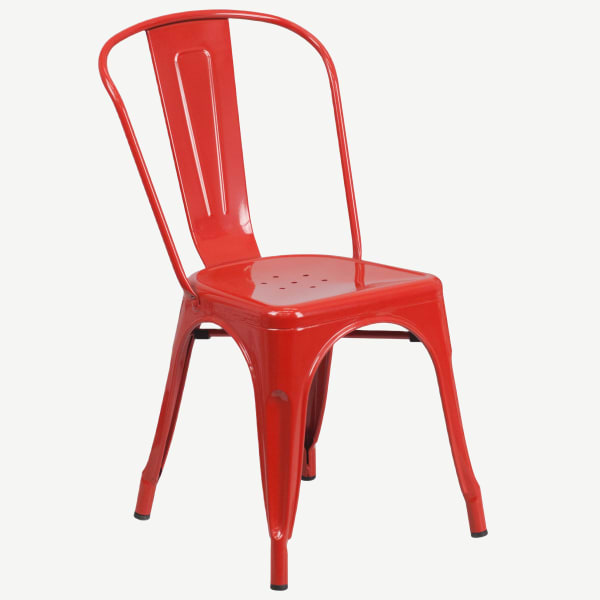Red Bistro Style Metal Chair Interior