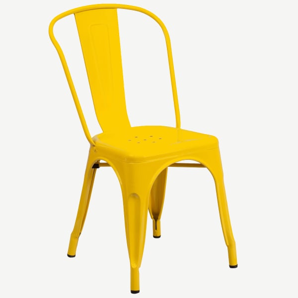 Yellow Bistro Style Metal Chair Interior