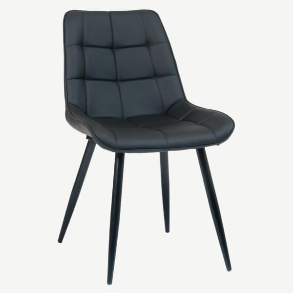 Black Metal Chair with Padded Black Vinyl Upholstery Interior