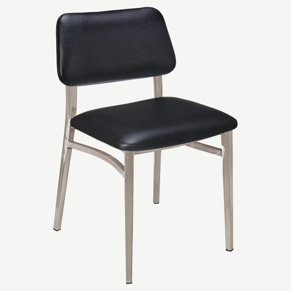 Luca Metal Chair with Padded Back in Clear Coat Finish Interior