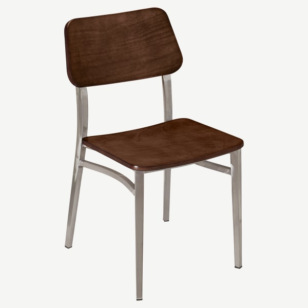 Luca Metal Chair with Wood Back in Clear Coat Finish Interior