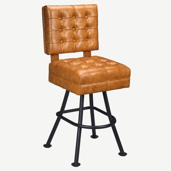 Trionfo Tufted Premium Bucket Bar Stool with Orbit Frame Interior