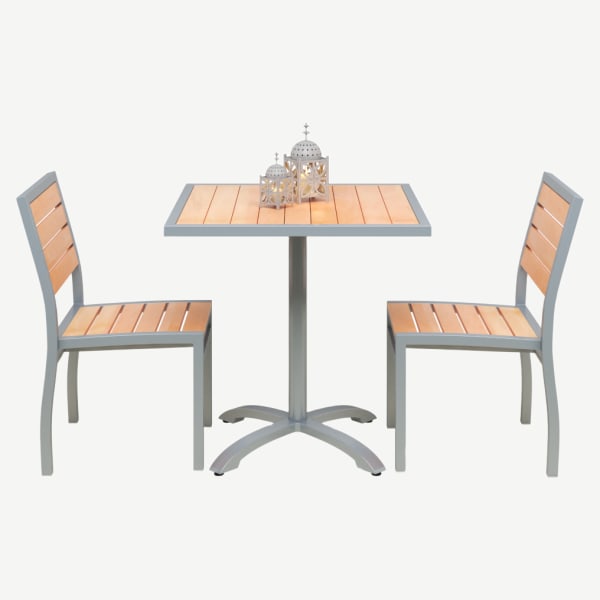 Set of 2 Grey Aluminum Side Chairs with Table Interior