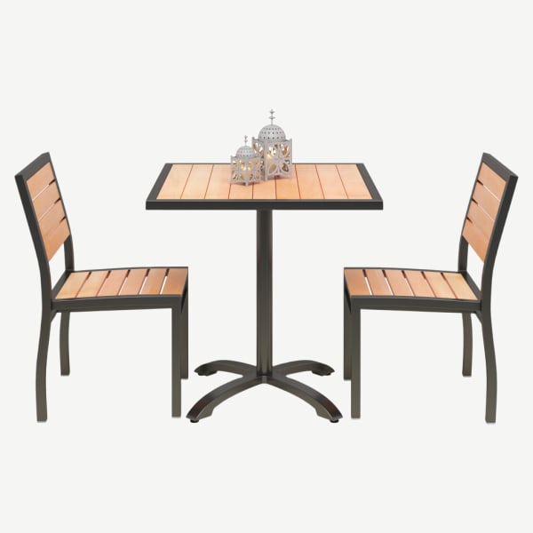 Set of 2 Black Aluminum Patio Chairs with Table Interior