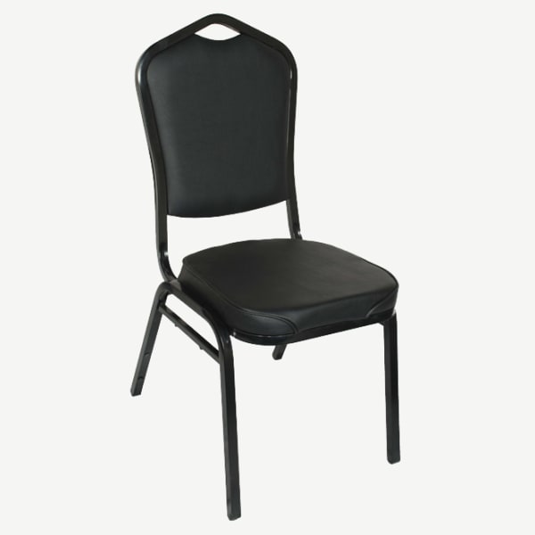 Stack Chair with Black Frame Finish and Black Vinyl Interior