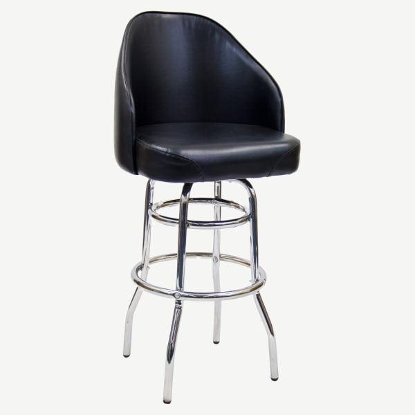 Chrome Swivel Bar Stool with Double Ring and Extra Curved Seat