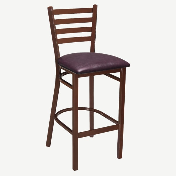 Ladder Back Metal Bar Stool With Brown Finish Interior