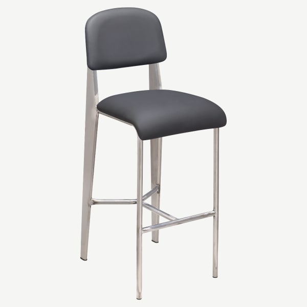 Nico Padded Metal Bar Stool in Clear Coat Interior