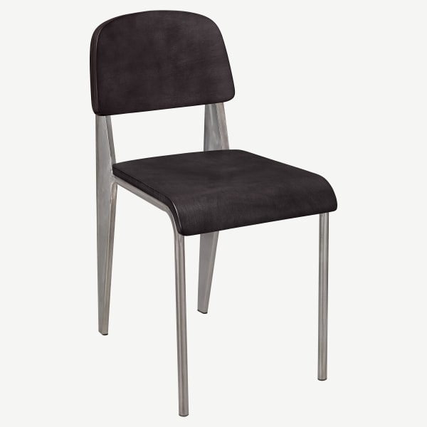 Nico Metal Chair with Wood Back in Clear Coat Finish Interior