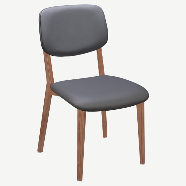 Enzo Wood Grain Metal Chair with Padded Back Interior