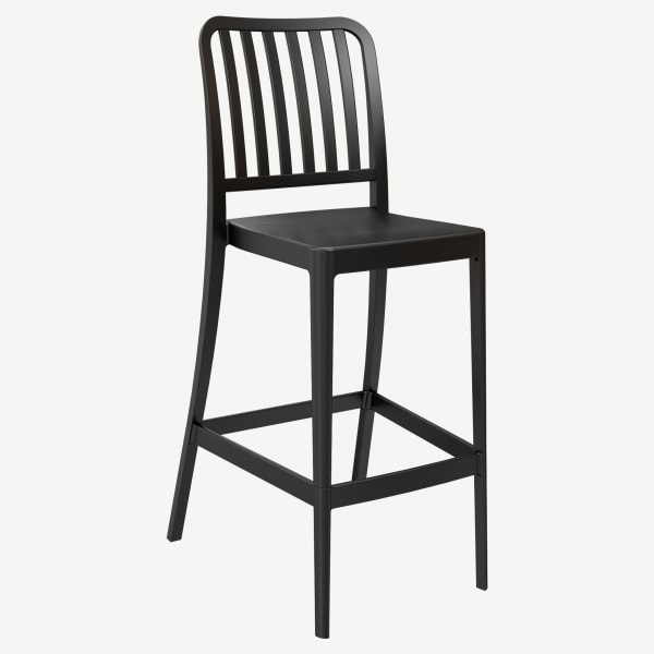 Miles Slat Back Outdoor Resin Bar Stool Interior