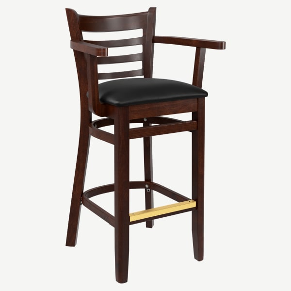 Premium US Made Ladder Back Bar Stool With Arms Interior
