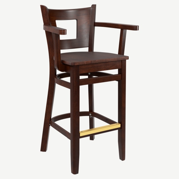 Premium US Made Duna Wood Bar Stool With Arms Interior