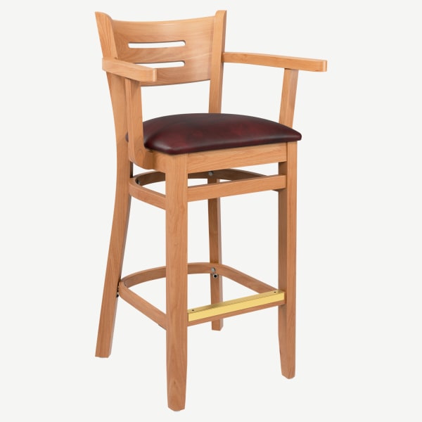 Premium US Made Henry Wood Bar Stool with Arms Interior
