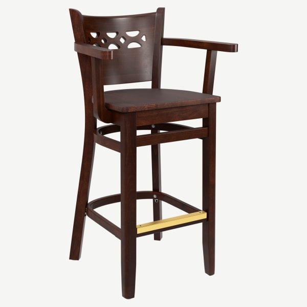 Premium US Made Leonardo Wood Bar Stool With Arms Interior