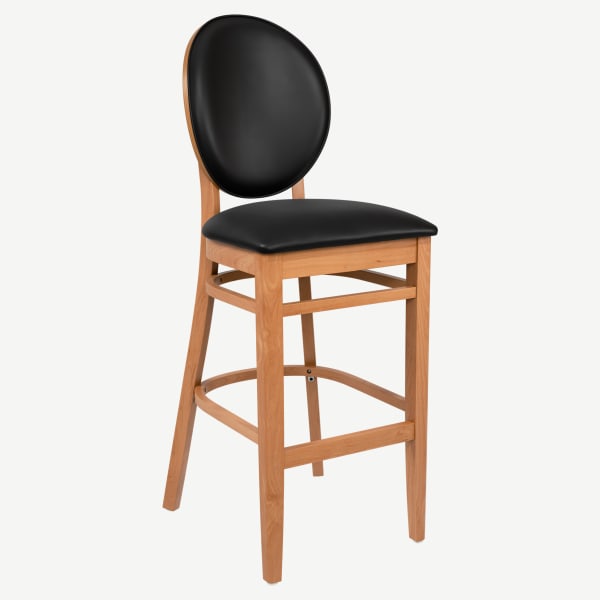 Premium Lorenzo Wood Bar Stool wih Padded Back Interior