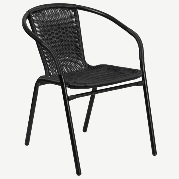 Black Indoor-Outdoor Rattan Restaurant Chair Interior