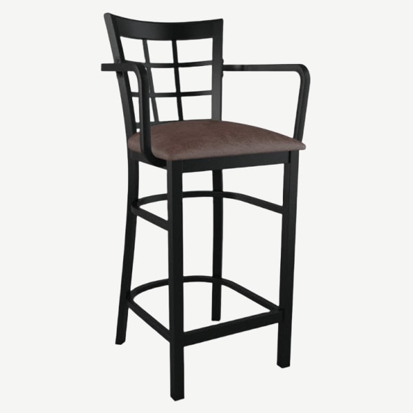 Window Back Metal Bar Stool With Arms Interior