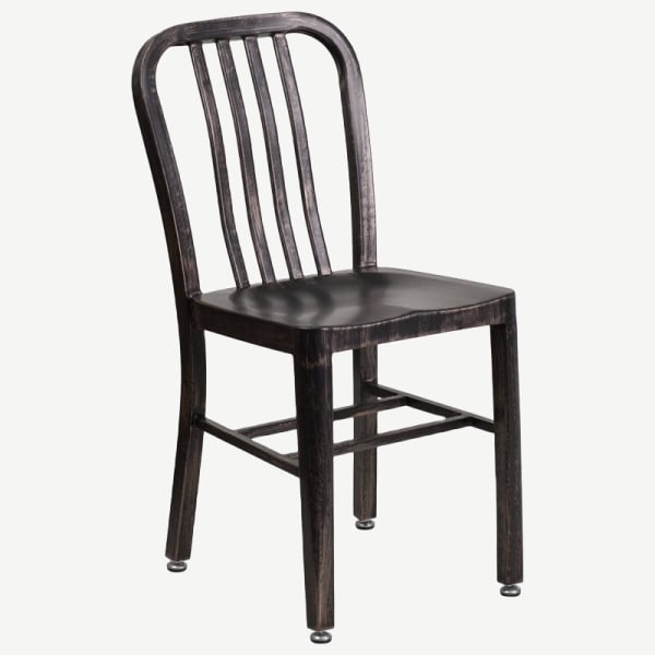 Patio Metal Chair in Distressed Black Finish Interior