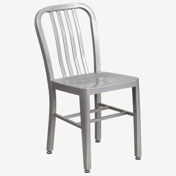 Patio Metal Chair in Silver Finish Interior