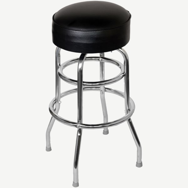 Chrome Backless Swivel Bar Stool with a Single/Double Ring Interior