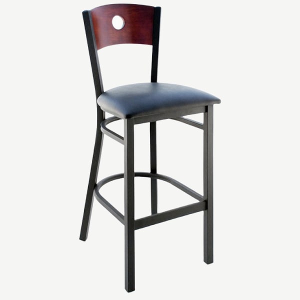 Interchangeable Back Metal Bar Stool with a Circled Back Interior