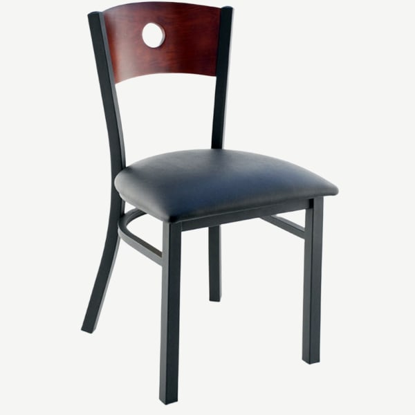 Interchangeable Back Metal Chair with a Circled Back Interior