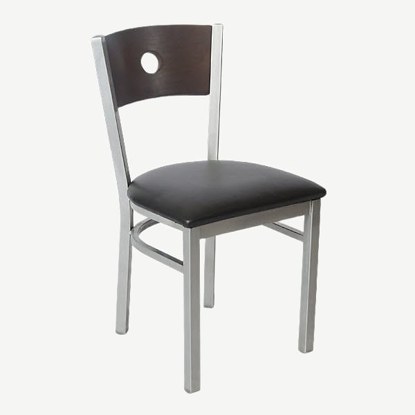 Silver Metal Chair with a Circled Back Interior