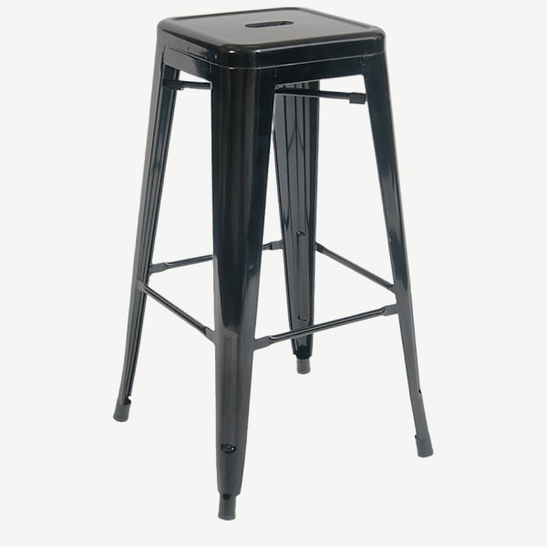 Bistro Style Metal Backless Bar Stool in Black Finish Interior