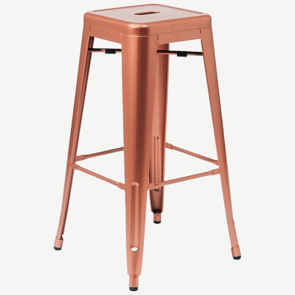 Bistro Style Metal Backless Bar Stool in Copper Finish Interior