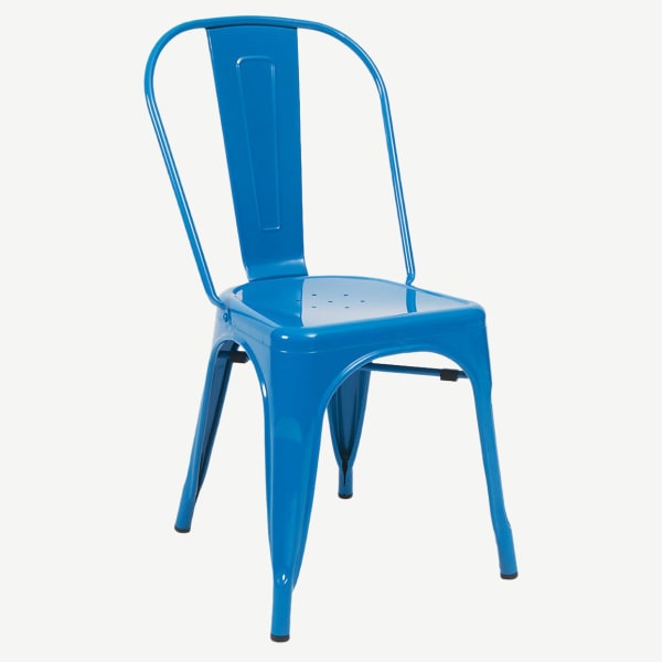 Bistro Style Metal Chair in Blue Finish Interior