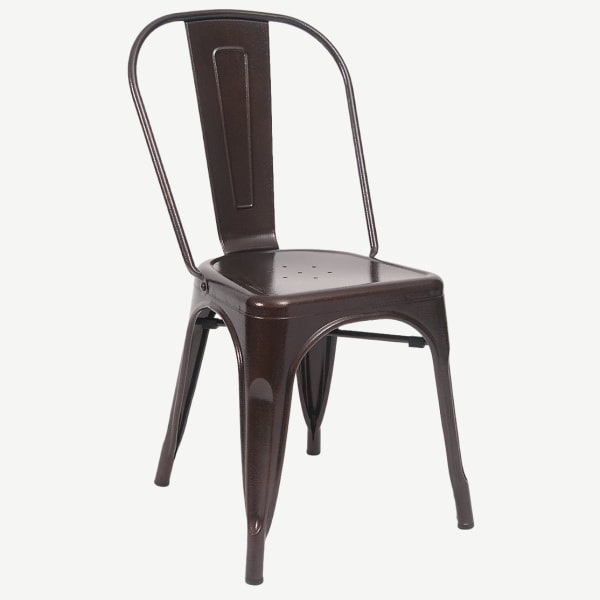Bistro Style Metal Chair in Brown Finish Interior