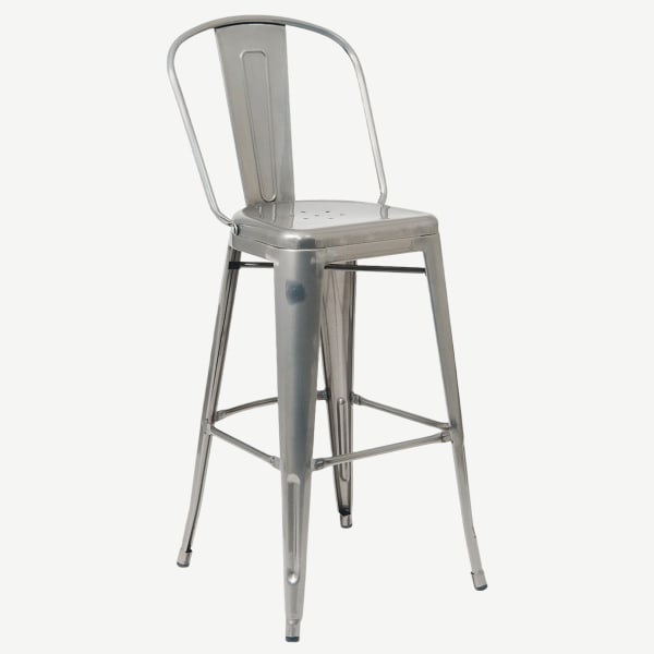 Bistro Style Metal Bar Stool in Clear Finish Interior